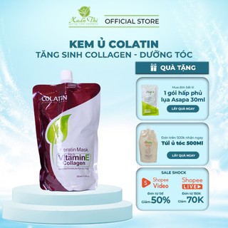Kem ủ tóc keratin, hấp tóc phục hồi hư tổn, collagen dưỡng siêu mượt COLATIN Keratin Vitamin E 500ml - Mỹ phẩm Xuân Thì