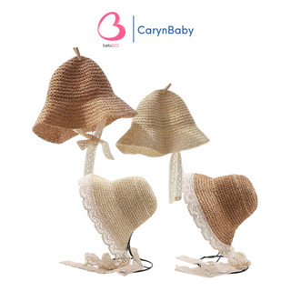 Mũ sợi cói rộng vành xinh xắn cho bé