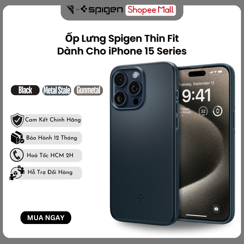 Ốp Lưng Spigen Dành Cho Iphone 15 Pro/ 15 Pro Max Thin Fit