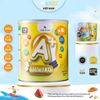 Sữa Công Thức Hạt Thực Vật Hữu Cơ Miwako A+ Vị Vani 700gr x 8 Hộp Cho Bé Từ 1 Tuổi (5.6kg) - Miwako Việt Nam