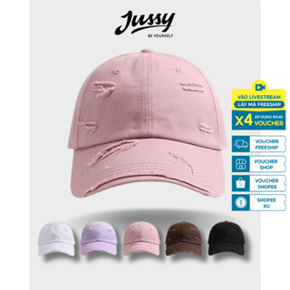 Mũ Lưỡi Trai Rách Trơn Basic Jussy Official Vải Kaki Cotton Thoáng Mát Nhiều Màu Đẹp Có Khóa Thu To Nhỏ