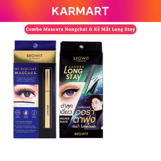 Set trang điểm mắt browit my everyday mascara nongchat và kẻ mắt aurora long stay