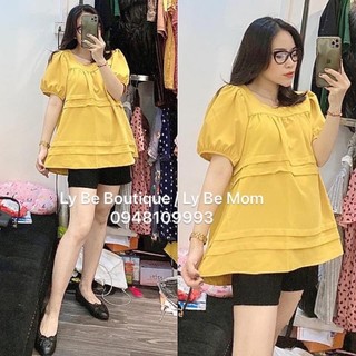 Áo bầu công sở chất mát Áo bầu thiết kế cổ vuông trẻ trung
