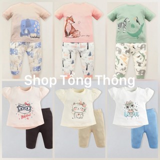 Bộ Uala Rogo Petit cao cấp mềm mịn thoáng mát nhẹ da áo cộc tay cài vai quần lửng dài họa tiết bé trai bé gái 2315 2350
