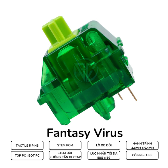 Combo 10 Switch Tactile Fantasy Virus - Stock Pre-lubed Hãng - Tactile 58gf