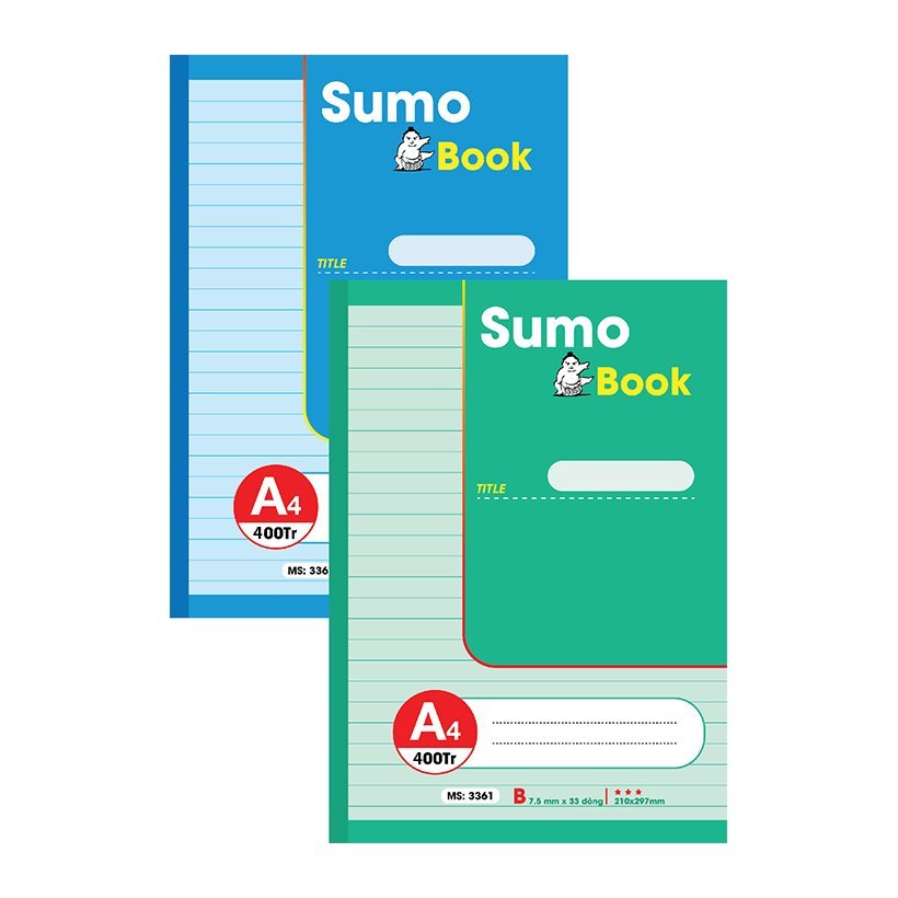 Sổ bìa bồi A4 may gáy Hải Tiến 400 trang SUMO 3385 - Định lượng 60gsm