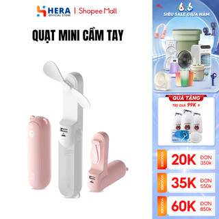 Quạt mini cầm tay gấp gọn GODWELL 3 chế độ gió tích hợp làm sạc dự phòng điện thoại dung lượng pin 2000mAh