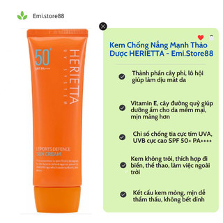 Kem chống nắng mạnh thảo dược herietta leports defence sun cream spf50 pa++++