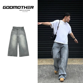 Quần Jeans Wax Smoke Ống Rộng Nam Nữ Unisex Godmother