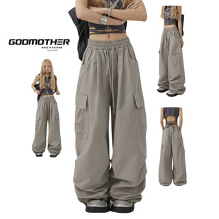 Quần Kaki Gió Ống Rộng Túi Hộp Cạp Chun Godmother