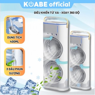 Quạt Phun Sương Tích Điện Quạt Điều Hòa Tích Điện Có 2 Khoang Gió Làm Mát Bằng Hơi Nước, Có Đèn LED Decor Làm Đèn Ngủ