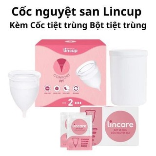 Cốc nguyệt san Lincup Chính hãng tặng bột tiệt trùng + Côc tiệt trùng (lincup 0, Lincup 1, Lincup 2)