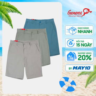 Quần short kaki nam GENEROS 160123282MF cotton thoáng mát có túi trước sau co giãn nhẹ