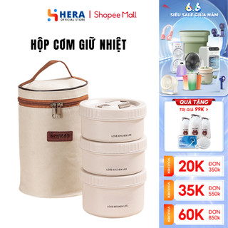 Hộp cơm giữ nhiệt văn phòng 3 tầng GODWELL chất liệu inox 304 an toàn tặng kèm thìa đũa tiện lợi