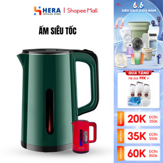 Ấm Siêu Tốc Đun Nước GODWELL Dung Tích 2.5L Công Suất Cao 1500W Tự Ngắt Điện khi sôi, Bình Đun Siêu Tốc 2 Lớp Cách Nhiệt