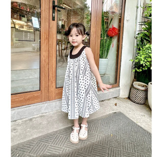 Váy bé gái puka kids - v26, váy hè dáng suông sát nách cho bé gái 12 - 28 kg