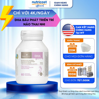 Viên uống DHA bầu Úc Bio Island DHA for Pregnancy 60 viên hát triển trí não thai nhi, bé thông minh khỏe mạnh