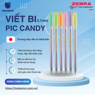 Viết bi nắp Pic Candy 0.7mm mực xanh - Zebra [Chính hãng]