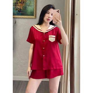 𝗛𝗮̀𝗻𝗴 𝗰𝗵𝗶́𝗻𝗵 𝗵𝗮̃𝗻𝗴 Bộ ngủ pyjama cổ hải quân lụa mềm mại - O.N WORKSHOP