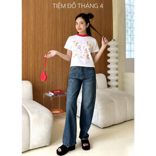 Tdt4 - quần jean ống suông nữ lưng cao daily jean