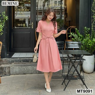 Đầm thiết kế cổ v nơ eo dáng xòe bemine mt9091
