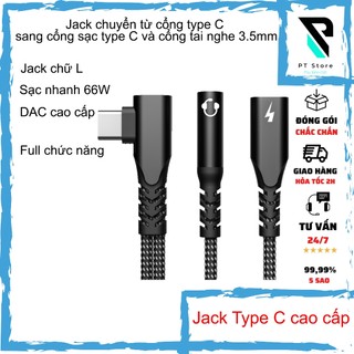 Jack chuyển cao cấp chuyển từ cổng sạc Type C sang cổng sạc Type C và cổng tai nghe 3.5mm - Sạc nhanh 60W - Âm thanh DAC