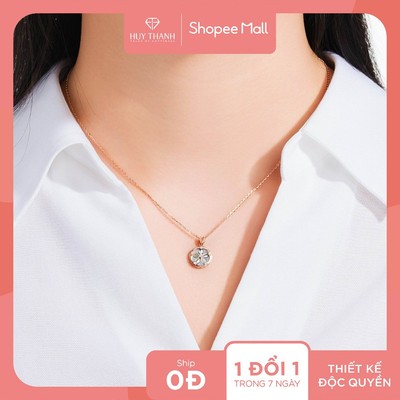 Dây Chuyền Vàng Tây 14k Mother of Pearl & Cubic Zirconia DCMAMD768 Huy Thanh Jewelry