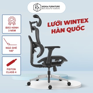 Ghế Công thái học Nghia Furniture Habita, Lưới Wintex Hàn Quốc, piston class 4, ngả ghế 140 độ
