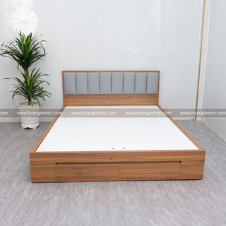   Giường ngủ bọc nệm gỗ MDF nhập khẩu 2 hộc kéo thương hiệu Hoàng Lê Mộc