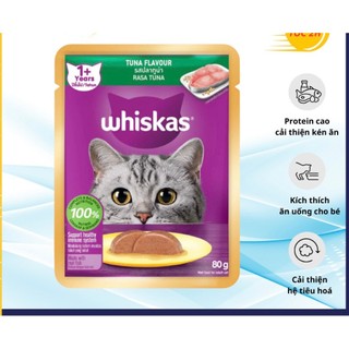 Thức Ăn Dạng Sốt Cho Mèo Trưởng Thành WHISKAS Mix 8 Vị - 80g (24 Túi)