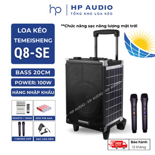 Loa kéo Temeisheng Q8SE Bass 20. Tích hợp Sạc Pin bằng năng lượng Mặt trời. Tặng kèm 2 micro