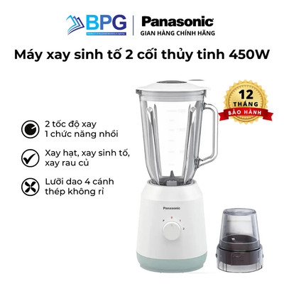 Máy xay sinh tố thủy tinh Panasonic MX-EX1561WRA, 2 cối, công suất 450W, dung tích 1,5 lít