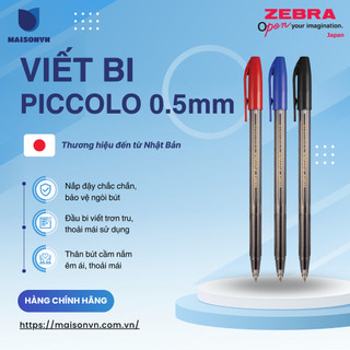 Viết bi nắp Piccolo 0.5mm xanh/đen/đỏ - Zebra [Chính hãng] - 1 cây