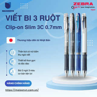 Viết 3 ngòi clip-on slim zebra - nhật