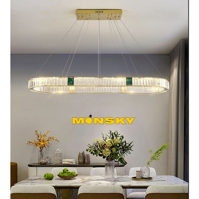 Đèn thả MONSKY ROSAT sơn tĩnh điện cao cấp và pha lê có Kèm bóng LED 3 màu ánh sáng
