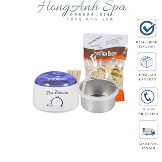 ComBo Nồi Nấu sáp wax Lông và 300G Sáp Hard Wax Beans [ Nồi Pro Wax trắng ]