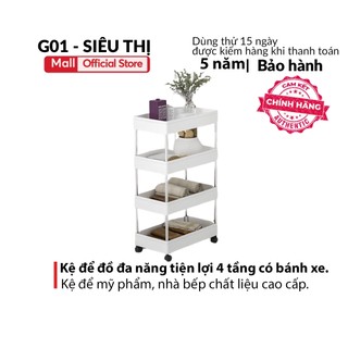 Kệ để đồ đa năng tiện lợi 4 tầng có bánh xe đẩy kệ để mỹ phẩm spa phòng tắm nhà bếp cao cấp