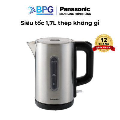 Siêu tốc Panasonic NC-K301SRA 1,7 lít, vỏ thép thông gỉ, công suất 2200W, có lưới lọc cặn, hiển thị mực nước