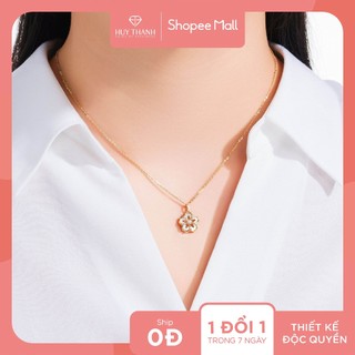 Dây chuyền vàng tây 14k mother of pearl & cubic zirconia dcmamd770 huy thanh jewelry