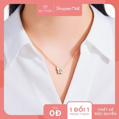 Dây Chuyền Vàng Tây 14k Mother of Pearl & Cubic Zirconia DCMAMD772 Huy Thanh Jewelry