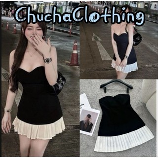 Váy cúp ngực phối chân xếp ly trắng sẵn mút ngực cực xinh - Chuchaclothing