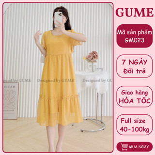 Váy Bầu Bigsize Gume Đầm Bầu Dáng Suông Đuôi Cá mặc đi tiệc, đi dự đám cưới, Chất Vải Voan Cao Cấp Mềm Mịn  GM023