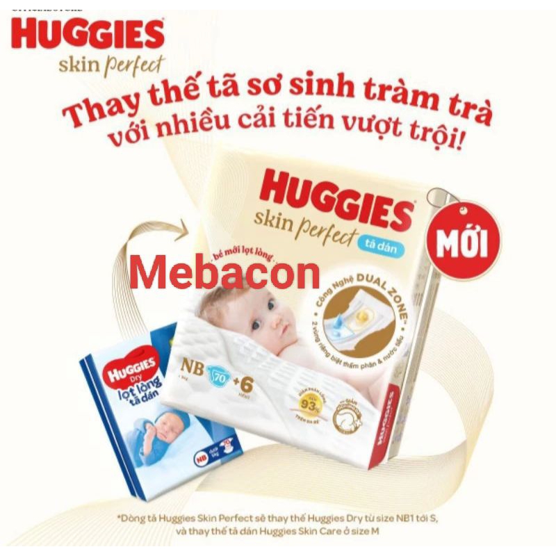 Tã dán lọt lòng, sơ sinh Huggies NB70, S54 mới