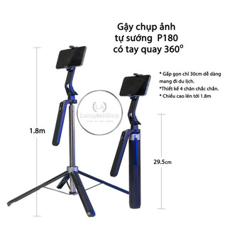 Tripod Đa Năng Cao 1m8 Gấp Gọn 30cm - Gậy Chụp Ảnh 3 Chân Có Điều Khiển - Bảo Hành 12 Tháng