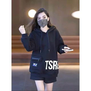 Áo Khoác nỉ nữ áo hoodie Nữ Túi Có Khóa Ngang Họa Tiết Chữ In TSREI độc lạ hàng mới