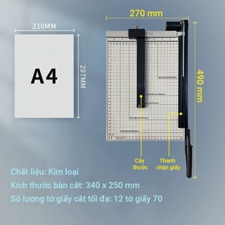 [CÓ THANH CHẶN GIẤY] Bàn Cắt Giấy A4 Sắt LECO. ĐẸP NHẸ BÉN, CẮT ỔN ĐỊNH HƠN, THÍCH HỢP VĂN PHÒNG