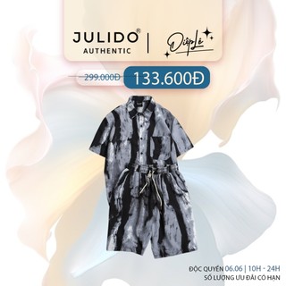 Bộ sơ mi nam JULIDO chất vải đũi lụa mịn mát vân loang cổ sơ mi thoáng mát tay ngắn phù hợp đi biển và các hoạt động ng
