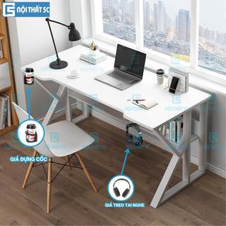 Bàn Làm Việc, Bàn Gaming hiện đại kèm giá để cốc và giá đỡ tai nghe tiện lợi, chân sắt 40x40mm dày dặn chắc chắn