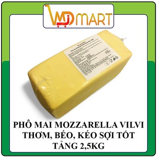 Phô mai MOZZARELLA VILVI 2,5kg dùng làm Pizza, Hotdog, ......