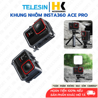 Khung Nhôm Telesin insta360 Ace Pro bảo vệ camera quay ngang dọc hỗ trợ gắn mic đèn làm vlog